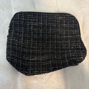Black and White Tweed Cosmetic Bag